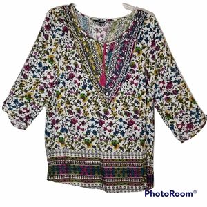 Unique Spectrum women's plus size 3x Aztec floral print pullover top. 648